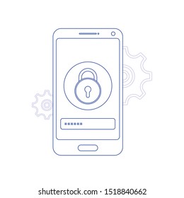Secure online shopping and data protection. Concept of line icon