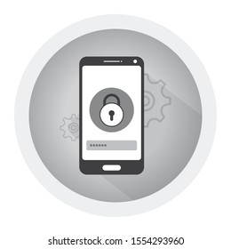 Secure online shopping and data protection. Black and white icon