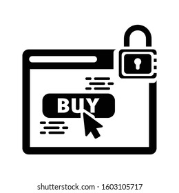 Secure online shopping icon, buying from internet	