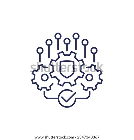 secure operations line icon on white