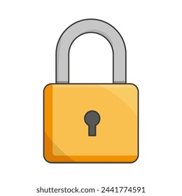 Secure padlock icon. Safety lock symbol. Privacy protection. Yellow and grey color. Vector illustration. EPS 10.