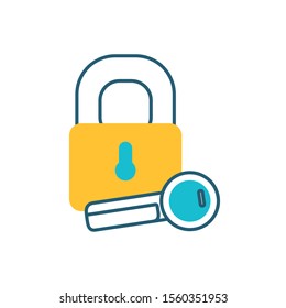 secure padlock with key access icon vector illustration design