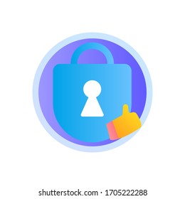Icono de vector de candado seguro con estilo degradado púrpura. Ilustración. icono de marketing en medios sociales