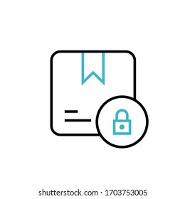 ilustración vectorial de diseño de dos líneas de color con icono de paquete seguro. aislado sobre fondo blanco
