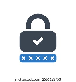 Secure Password Check Icon On White Background