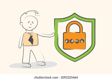 Secure Password Icon cartoon design