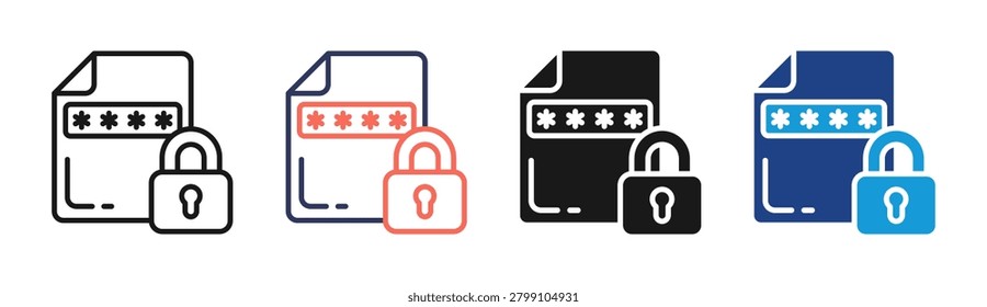 Secure Password icon set multiple style collection