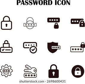 Secure password icon vector illustration, login protection, and cybersecurity concept design