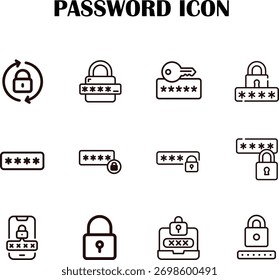 Secure password icon vector illustration, login protection, and cybersecurity concept design