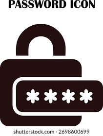 Ilustração de vetor de ícone de senha segura, proteção de login e projeto de conceito de segurança cibernética
