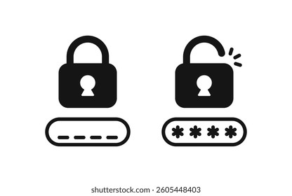 Secure password icons. Security password vector icons. Security code. Password vector icons. Login icons.