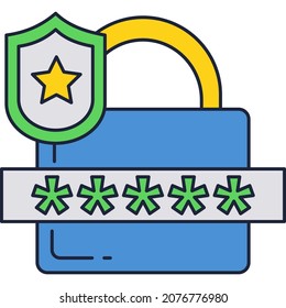 Secure password login icon. Flat vector lock and access registration key code isolated design on white background. Safe and protection for internet data base information