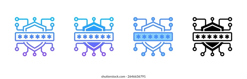 Conjunto de iconos de estilo múltiple de Contraseña segura