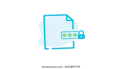 Ilustración vectorial de icono de archivo protegido por contraseña segura aislado sobre fondo blanco.