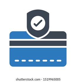 secure pay glyph colour line vector icon