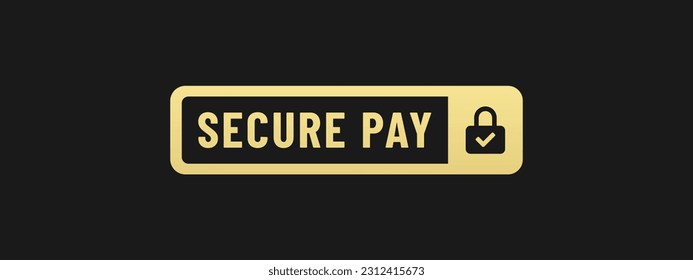 Secure pay label or Secure pay mark vector isolated in Flat Style. Secure pay label for product packaging design element. 100% Secure payment mark for packaging design element.