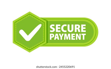 Secure payment Badge with a check mark. Label or sticker