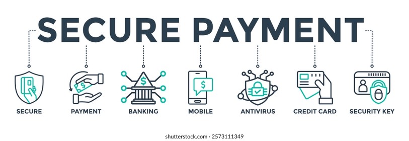 Secure payment banner web icon concept for financial security and e-commerce