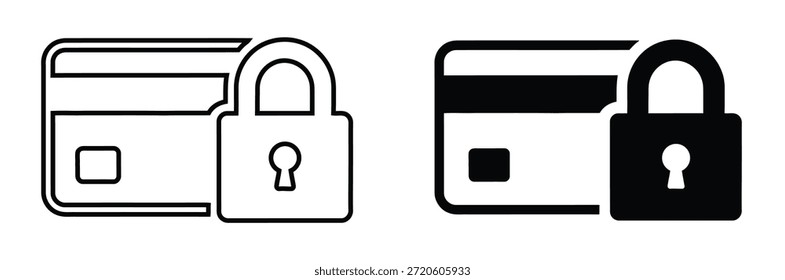 Iconos seguros de la tarjeta de pago con candados para la seguridad financiera, conjunto de iconos de tarjeta de crédito de bloque. Seguridad financiera personal. Tecnología para proteger los datos y los fondos. Representación de la seguridad y la protección de los datos
