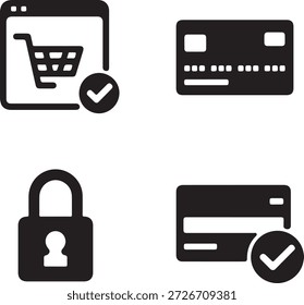 Ícones de verificação de pagamento seguro e check-out