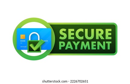 Secure payment. Credit card icon with shield. Secure transaction. Vector stock illustration.