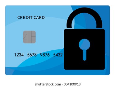 Secure Payment. Credit card and padlock. Vector illustration