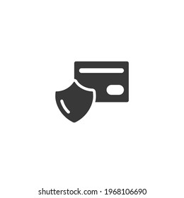 Secure payment. Credit card and security shield. Isolated icon. Commerce glyph vector illustration