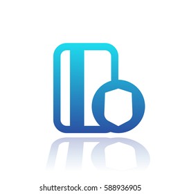 secure payment, credit card with shield icon over white