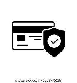 Secure payment icon with credit card and shield
