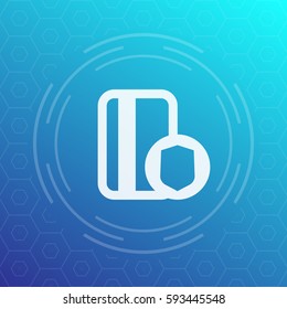 secure payment icon, credit card and shield