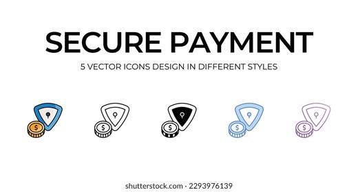 Secure Payment Icon Design in Five style with Editable Stroke. Line, Solid, Flat Line, Duo Tone Color, and Color Gradient Line. Suitable for Web Page, Mobile App, UI, UX and GUI design.