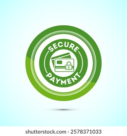 Secure payment icon design illustration, Payment safety sign for website, logo, app. Green color button design