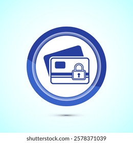 Secure payment icon design illustration, Payment safety sign for website, logo, app. Blue color button design