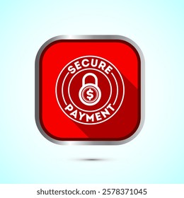 Secure payment icon design illustration, Payment safety sign for website, logo, app. Red shadow button design