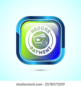 Secure payment icon design illustration, Payment safety sign for website, logo, app. Glossy square button design