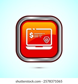 Secure payment icon design illustration, Payment safety sign for website, logo, app. Orange color square button design