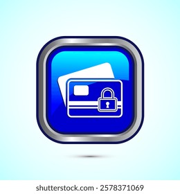 Secure payment icon design illustration, Payment safety sign for website, logo, app. Blue color square button design