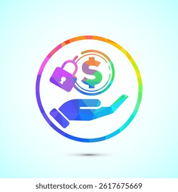 Secure payment icon design illustration, Payment safety sign symbol in low poly style