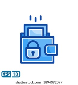 icono de pago seguro con estilo de línea rellena aislado en fondo blanco. EPS 10