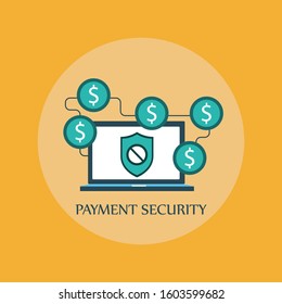 Secure Payment Icon. Flat Design Illustration. Laptop with Padlock.