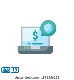 secure payment icon in flat style isolated on white background. Editable color. EPS 10