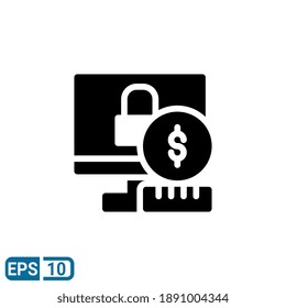 icono de pago seguro en estilo glifo aislado en fondo blanco. EPS 10