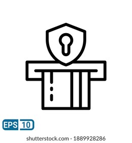 icono de pago seguro en estilo de línea aislado en fondo blanco. EPS 10