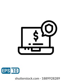 secure payment icon in line style isolated on white background. EPS 10