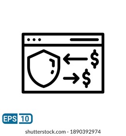 sicheres Zahlungssymbol im Linienstil einzeln auf weißem Hintergrund. EPS10
