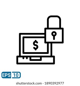 secure payment icon in line style isolated on white background. EPS 10
