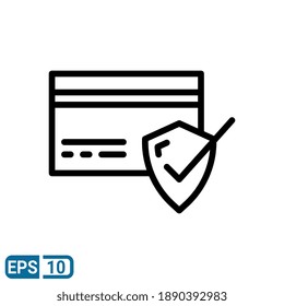 icono de pago seguro en estilo de línea aislado en fondo blanco. EPS 10
