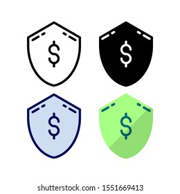 Secure payment icon. With outline, glyph, filled outline and flat style.