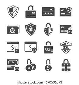 Secure payment icon set. Included the icons as credit cad, safe, protection, ssl, encryption and more.