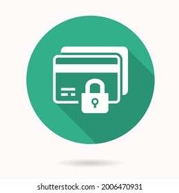 Secure payment icon. Simple illustration with long shadow isolated for graphic and web design.